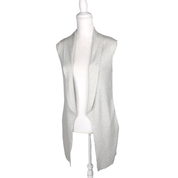 Ted Baker gray long open vest pockets mixed-media sz 1/ US 4 - Picture 1 of 15